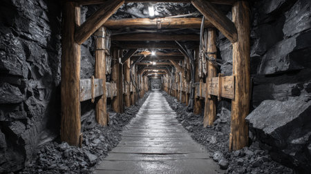 Underground coal mining system with ventilation duct and steel beamsの素材