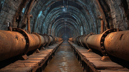 Underground coal mining system with ventilation duct and steel beamsの素材