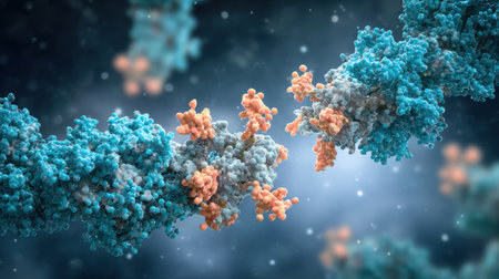 Illustration of antibodies attaching to virus particle in immune defense system reactionの素材
