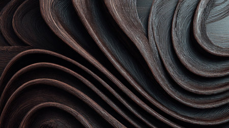 Abstract close-up of dark brown wood grain with deep textured linesの素材