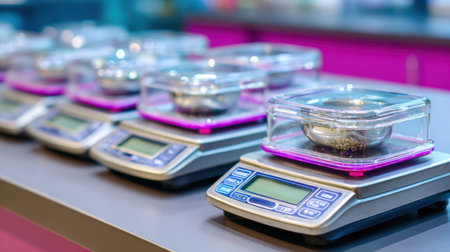 Advanced digital scales measuring processed food ingredients in sterile labの素材