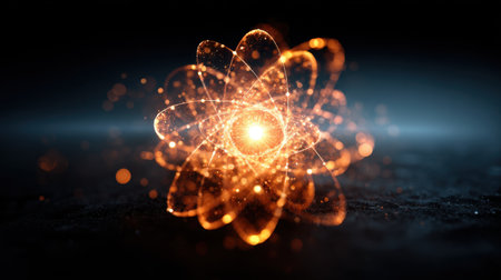 D render of quantum entanglement visualized with interconnected glowing particles and energy fieldsの素材