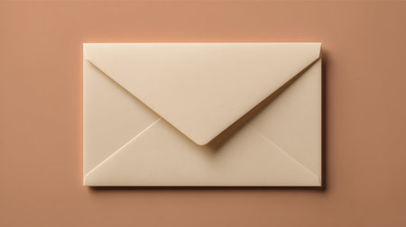 This elegant envelope mockup showcases a minimalist design on a soft warm background, perfect for presentations of invitations, greeting cards, or stationery designs.の素材