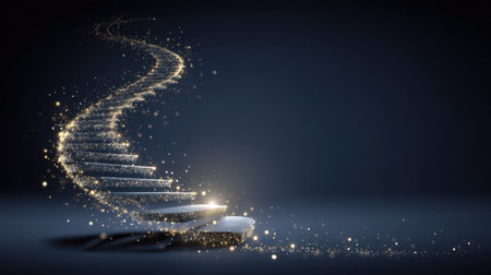 A captivating image of ethereal stairs adorned with glittering particles, evoking a sense of magic and wonder. Perfect for themes of journey and inspiration.の素材