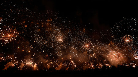 A breathtaking scene featuring a stunning display of colorful fireworks lighting up the night sky, creating a magical and joyous atmosphere perfect for celebrations.の素材