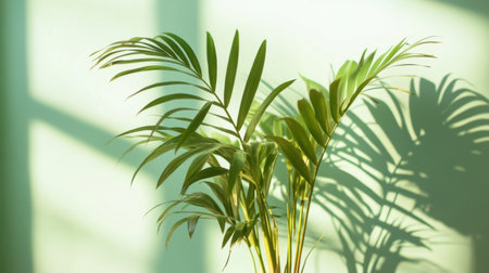 Areca palm cluster creating natural depth and texture on bright backgroundの素材