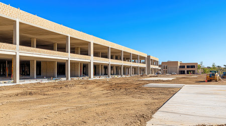 Empty parking structure under construction with concrete levels and open spacesの素材