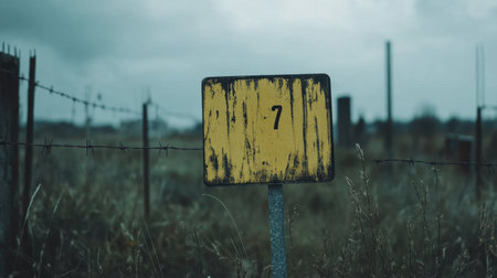 Warning sign and fenced perimeter enclosing a deserted building construction zoneの素材