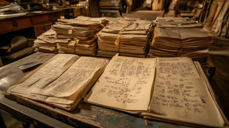 Books open to different pages with tabs and notes everywhere, intense study session in progressの素材