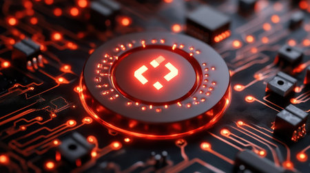 Circuit with power LED indicator and connected components showing live voltage readingsの素材