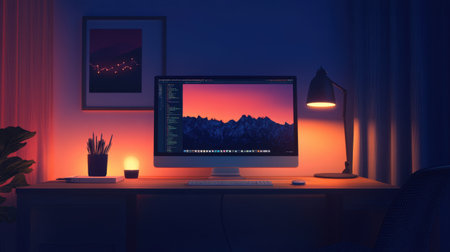 Desktop with full-stack development environment showing front-end preview and console logsの素材