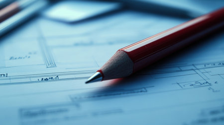 Engineering design review documents with red-ink markups, revision history, and section calloutsの素材