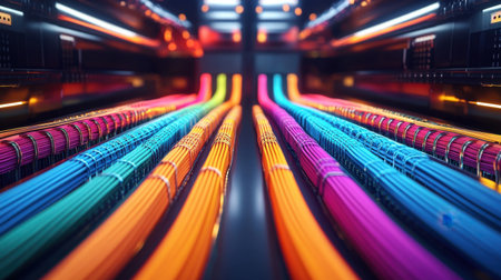 Junction box open with color-coded wiring and connection terminals visible insideの素材