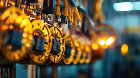 Isolated view of an inverter circuit with transformers, fuses, and voltage regulatorsの素材