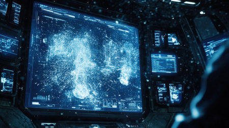 Laser cutting machine operating with sparks flying and control software visible on screenの素材