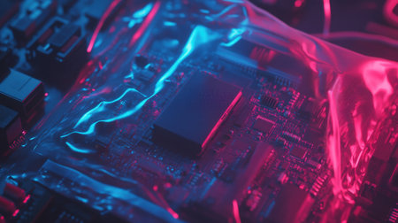 Prototype PCB inside an anti-static bag on an ESD-safe mat, surrounded by documentationの素材