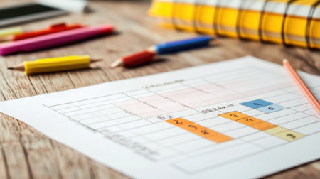 Printed PERT chart with activity arrows and calculated slack time for project tasksの素材