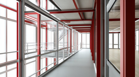 Structural analysis software displaying stress testing and simulation of a buildings frame under load conditionsの素材