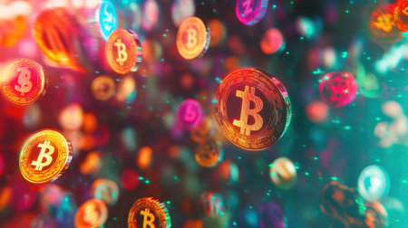 Abstract currency symbols interconnected digitally, finance and exchange conceptの素材