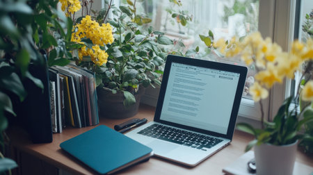 Digital homework assignment displayed on laptop next to e-reader and stylusの素材