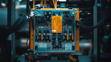 Circuit box labeled for AC unit showing proper safety tagsの素材