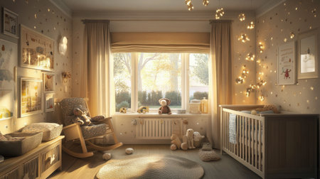 Inverter AC operating silently in nursery room with soft lighting and cozy ambianceの素材