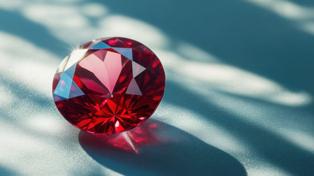 Faceted gemstone shining under directional studio lighting to emphasize symmetry and polishの素材