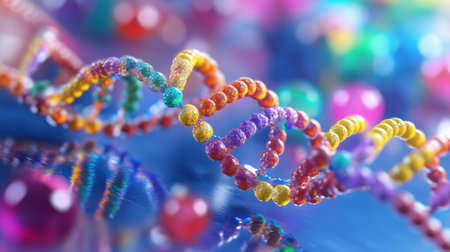 Bioengineering equipment and DNA analysis tools arranged neatly on a clean laboratory benchの素材