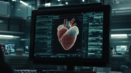 High-tech interface predicting heart disease risk using machine learning on medical recordsの素材