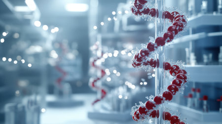 Isolated test tubes with molecular biotechnology compounds on clean white lab surfaceの素材