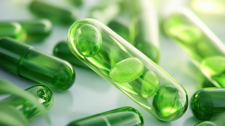 Isolated test tubes with molecular biotechnology compounds on clean white lab surfaceの素材