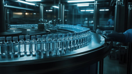 Pre-labeled sample vials scanned and sorted by automated testing machineの素材