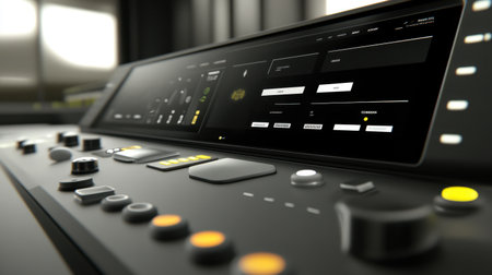 Control center interface on wall screen with voice system module belowの素材