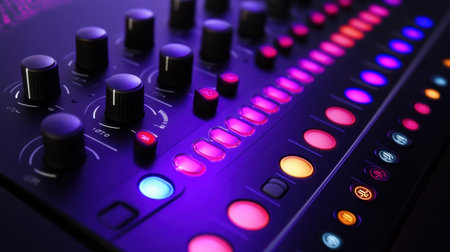 Close-up of app-based smart lighting control interface with brightness and color optionsの素材