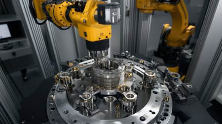 Compact robotic cell performing automated testing on metal componentsの素材