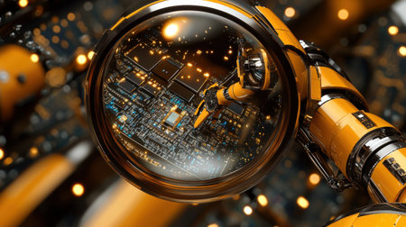 Compact robot arm working on circuit board under magnified vision systemの素材