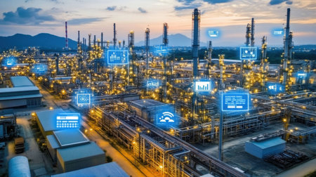 Industrial internet of things IIoT dashboard visualizing sensor data from equipmentの素材