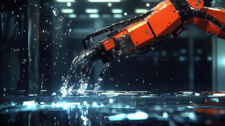 Industrial robot arm performing repetitive tasks with high-speed accuracyの素材