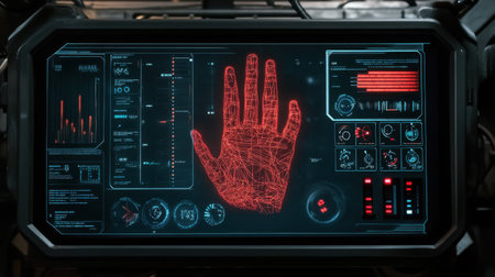 Intelligent predictive maintenance dashboard displayed on factory monitorの素材