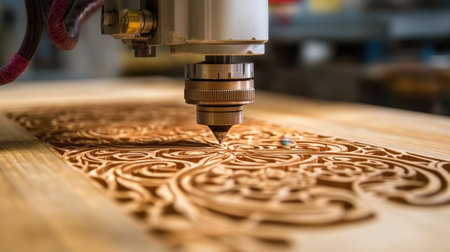 Laser engraving machine etching precise designs onto production componentsの素材