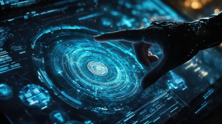 Industrial touchscreen HMI controlling various aspects of the manufacturing floorの素材