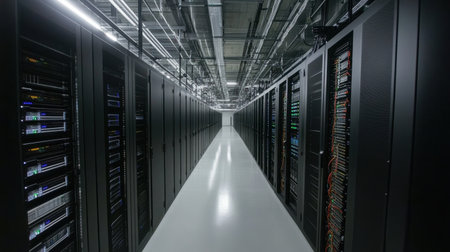 Industrial enclosure housing automated control systems with detailed cable routingの素材