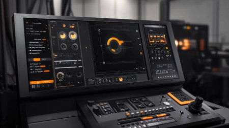 Smart machine interface showing digital twin simulation of production workflowの素材