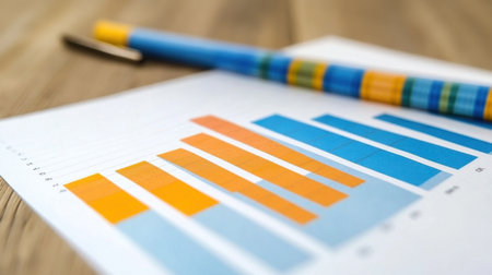 Clean desk setup for strategic planning with annual growth projectionの素材