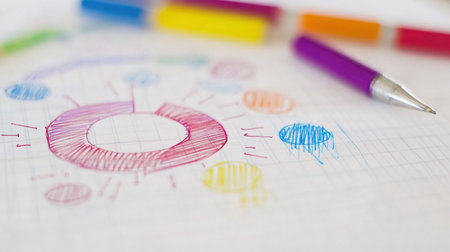 Framework sketch showing strategic planning phases on a whiteboardの素材