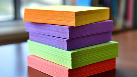 Layers of different colored paper stacked to form a strong base, representing team diversityの素材