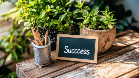 Stack of completed business goal cards next to final card labeled Successの素材