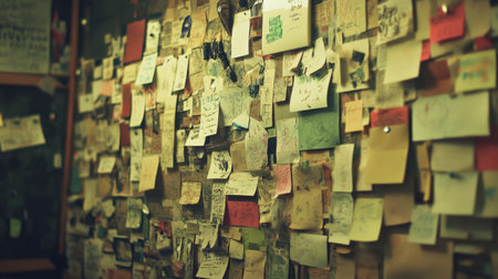 Vision board with innovation plan, strategy notes, and idea sketchesの素材