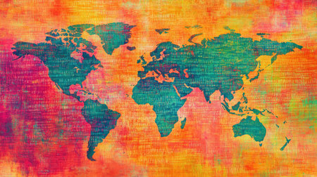 Abstract image of world map made of binary code symbolizing digital globalizationの素材