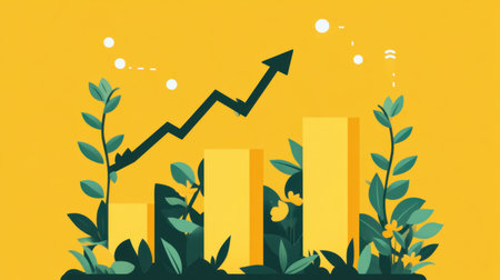 Vibrant business infographic displaying steady upward trends and success metricsの素材